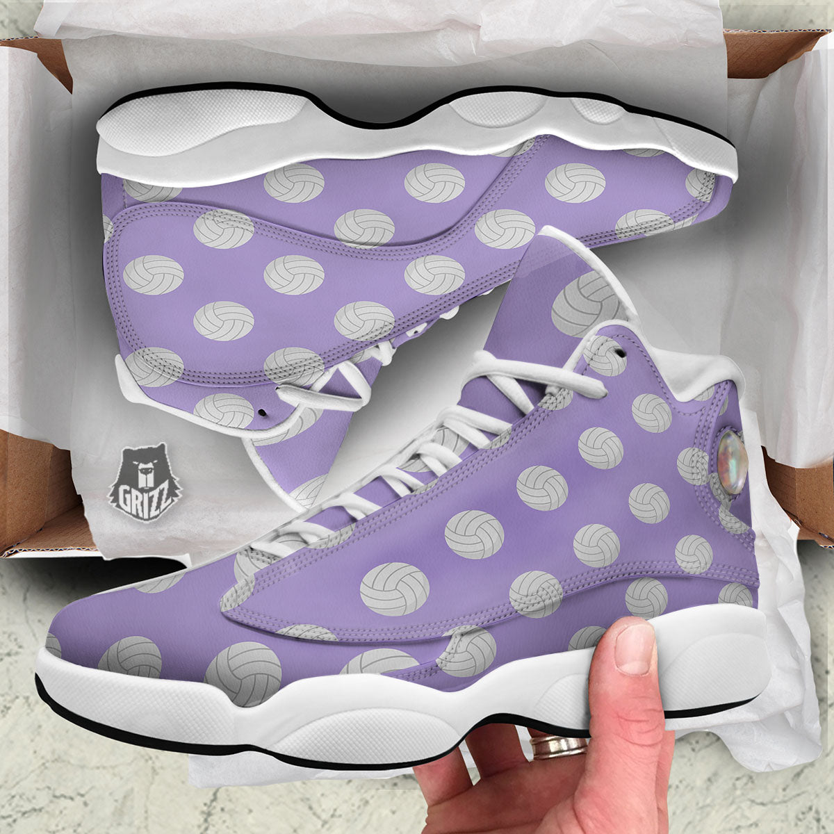 Volleyball White And Purple Print Pattern White Basketball Shoes-grizzshop