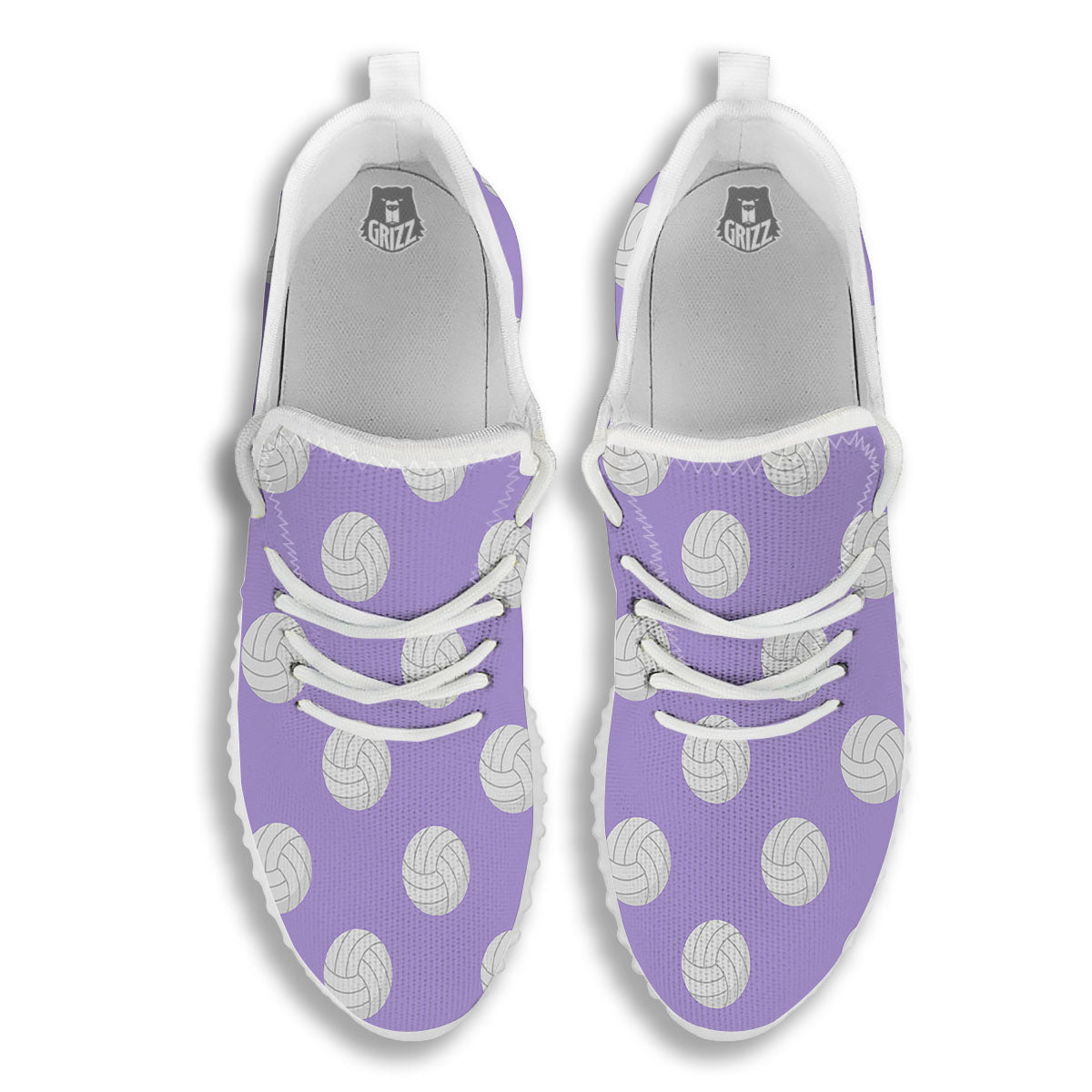 Volleyball White And Purple Print Pattern White Walking Shoes-grizzshop
