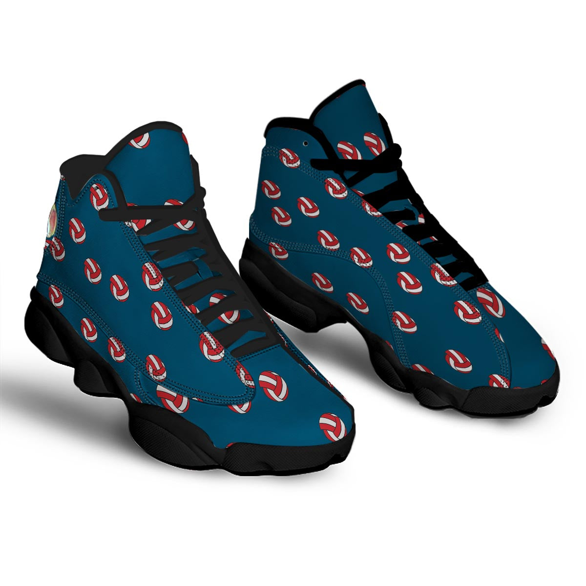 Volleyball White And Red Print Pattern Black Basketball Shoes-grizzshop