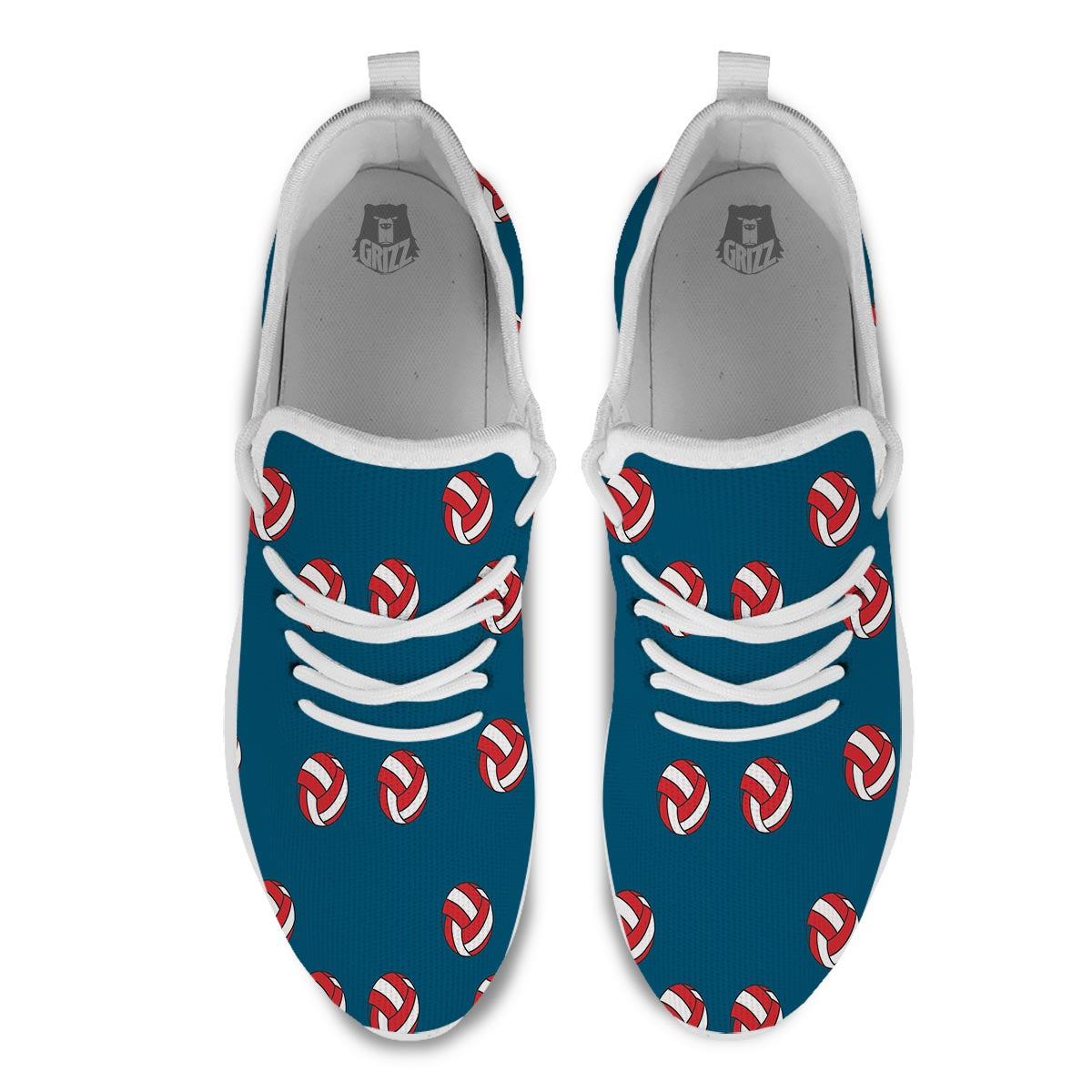 Volleyball White And Red Print Pattern White Athletic Shoes-grizzshop