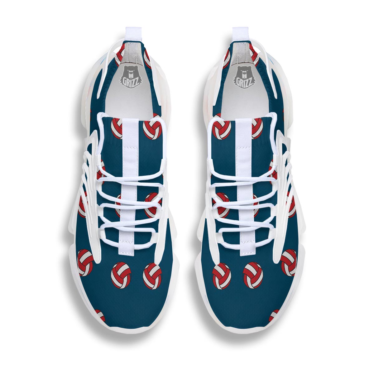 Volleyball White And Red Print Pattern White Gym Shoes-grizzshop