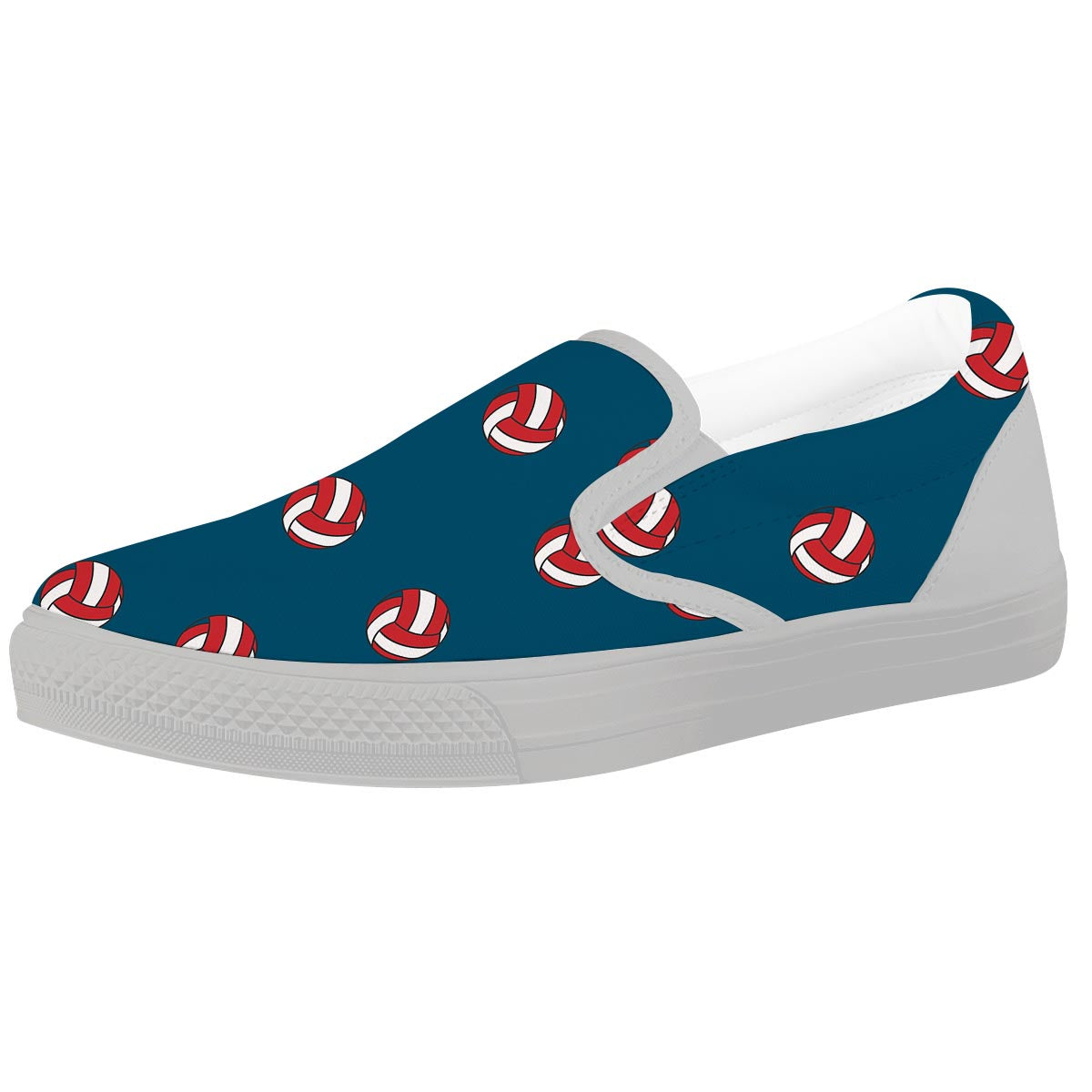 Volleyball White And Red Print Pattern White Slip On Shoes-grizzshop
