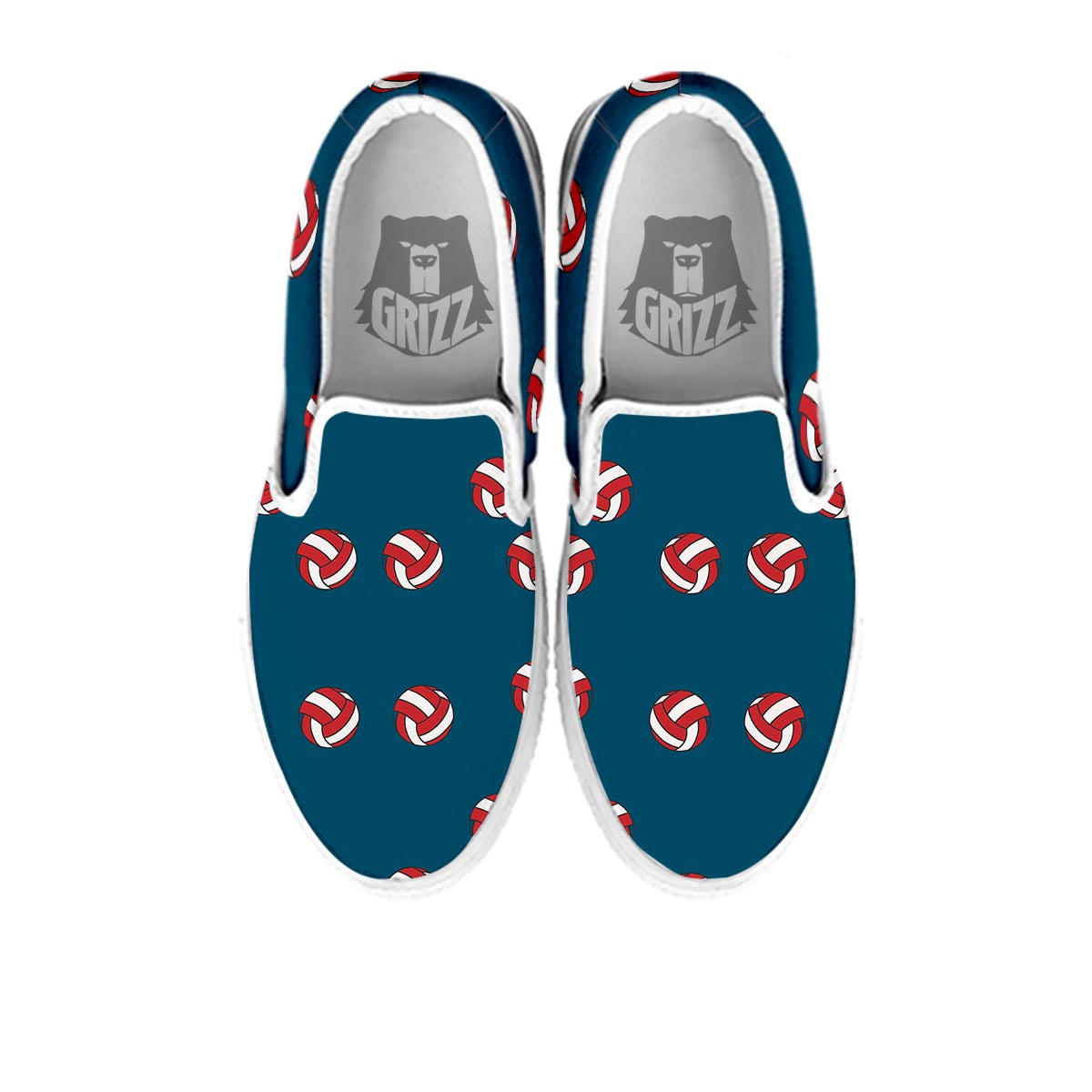 Volleyball White And Red Print Pattern White Slip On Shoes-grizzshop