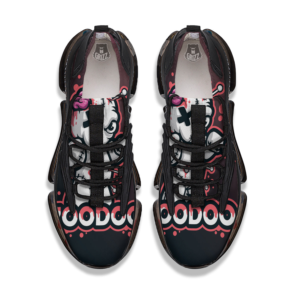 Voodoo Doll Cartoon Print Black Gym Shoes-grizzshop