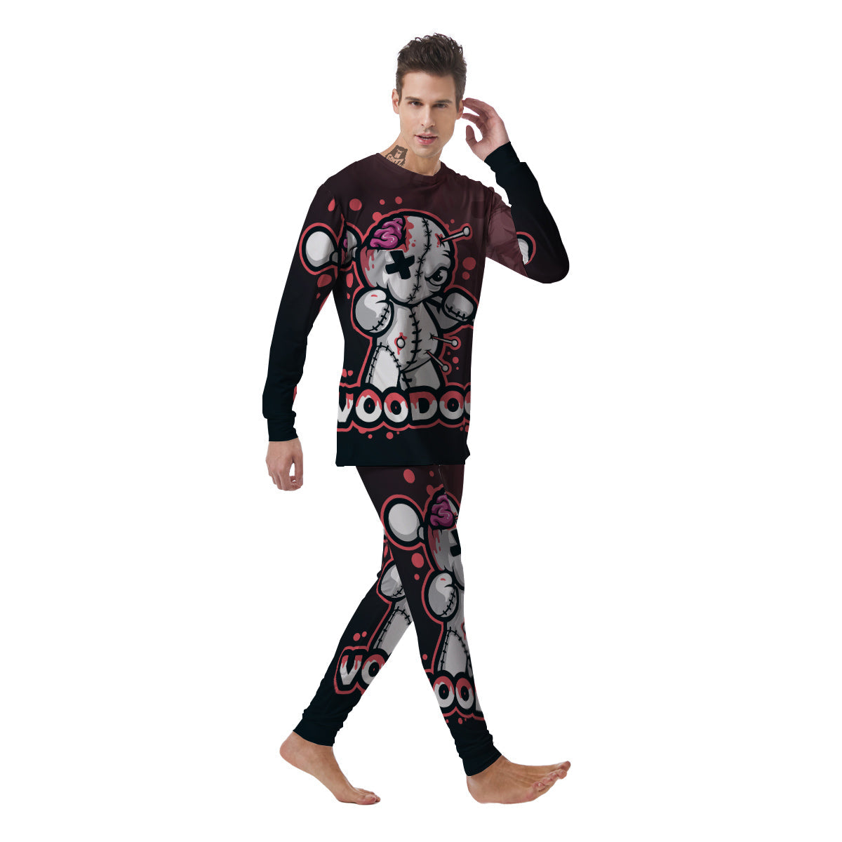 Voodoo Doll Cartoon Print Men's Pajamas-grizzshop