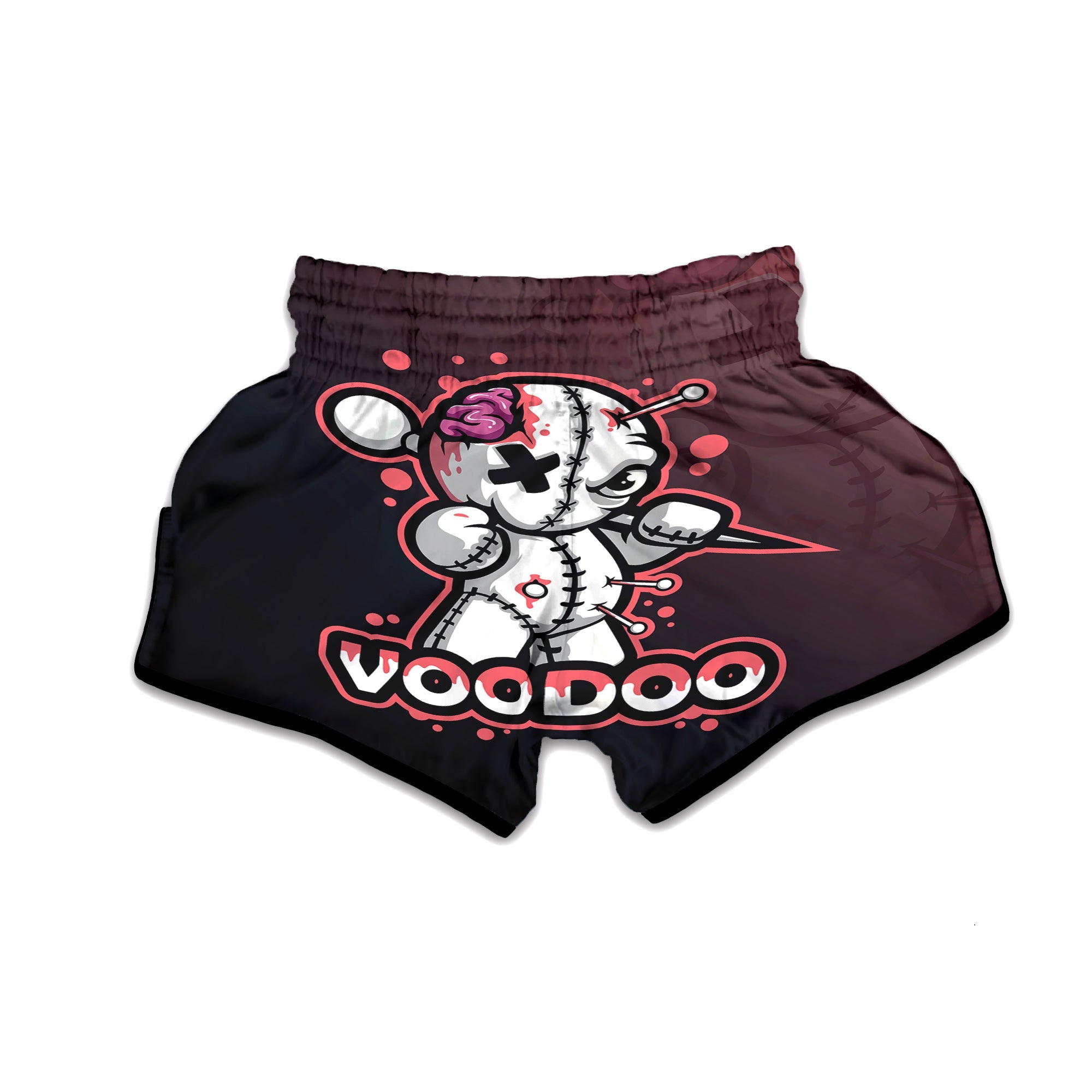 Voodoo Doll Cartoon Print Muay Thai Boxing Shorts-grizzshop