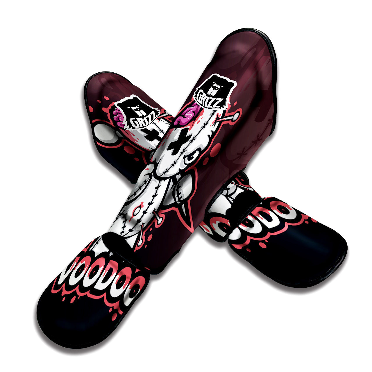 Voodoo Doll Cartoon Print Muay Thai Shin Guards-grizzshop