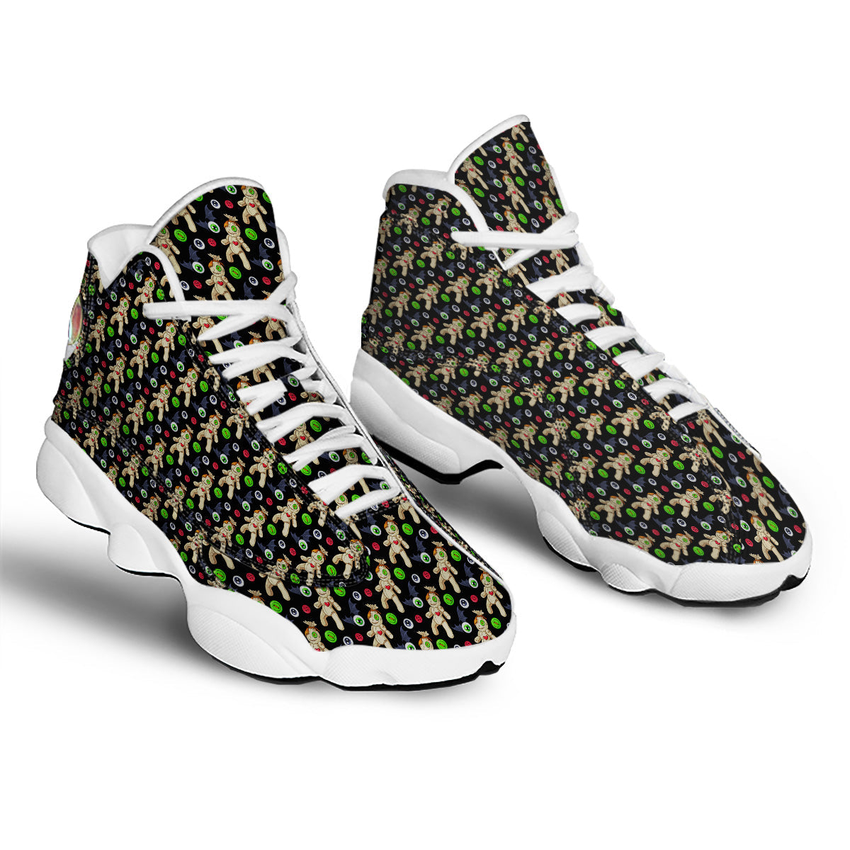Voodoo Doll Cartoon Print Pattern White Basketball Shoes-grizzshop