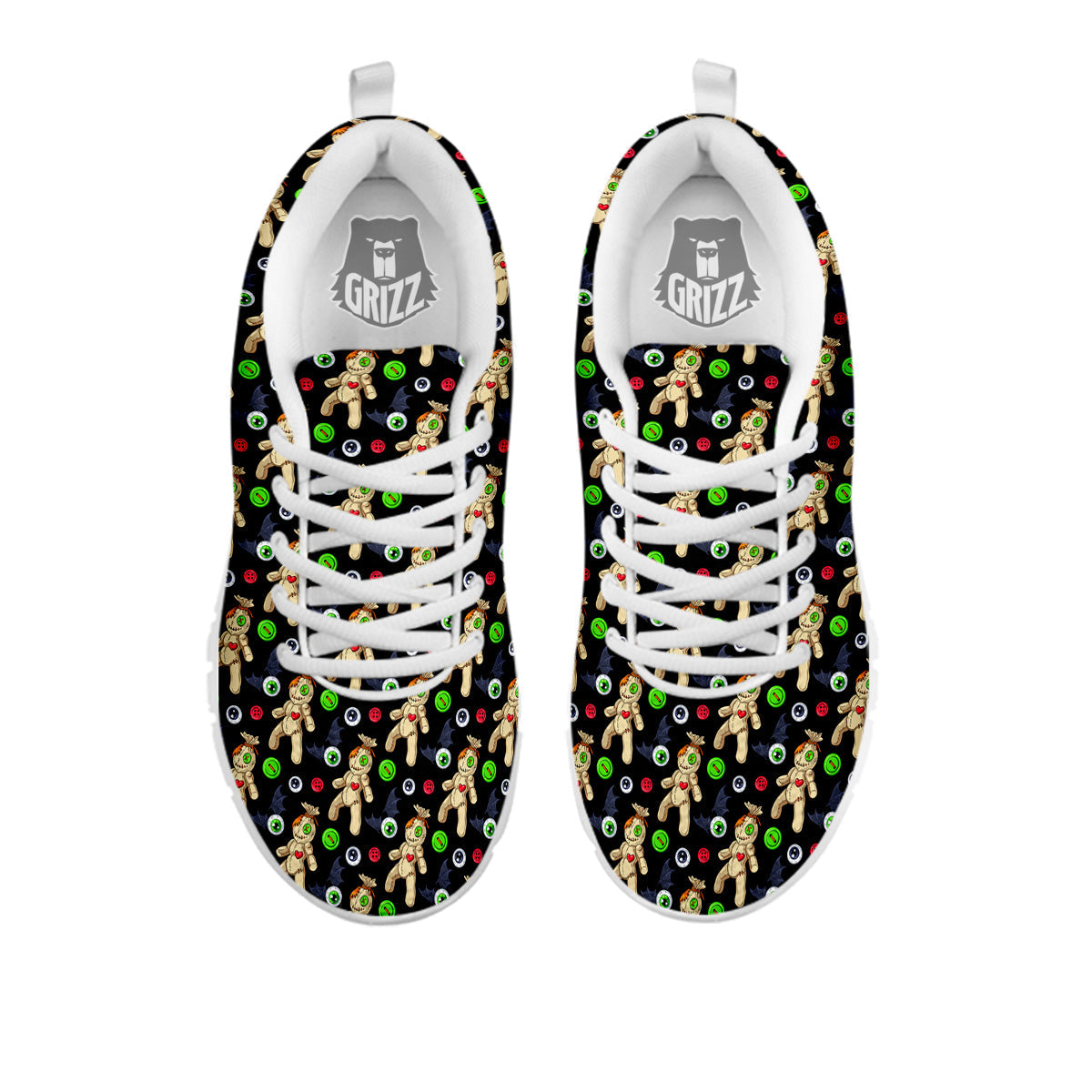 Voodoo Doll Cartoon Print Pattern White Sneaker-grizzshop