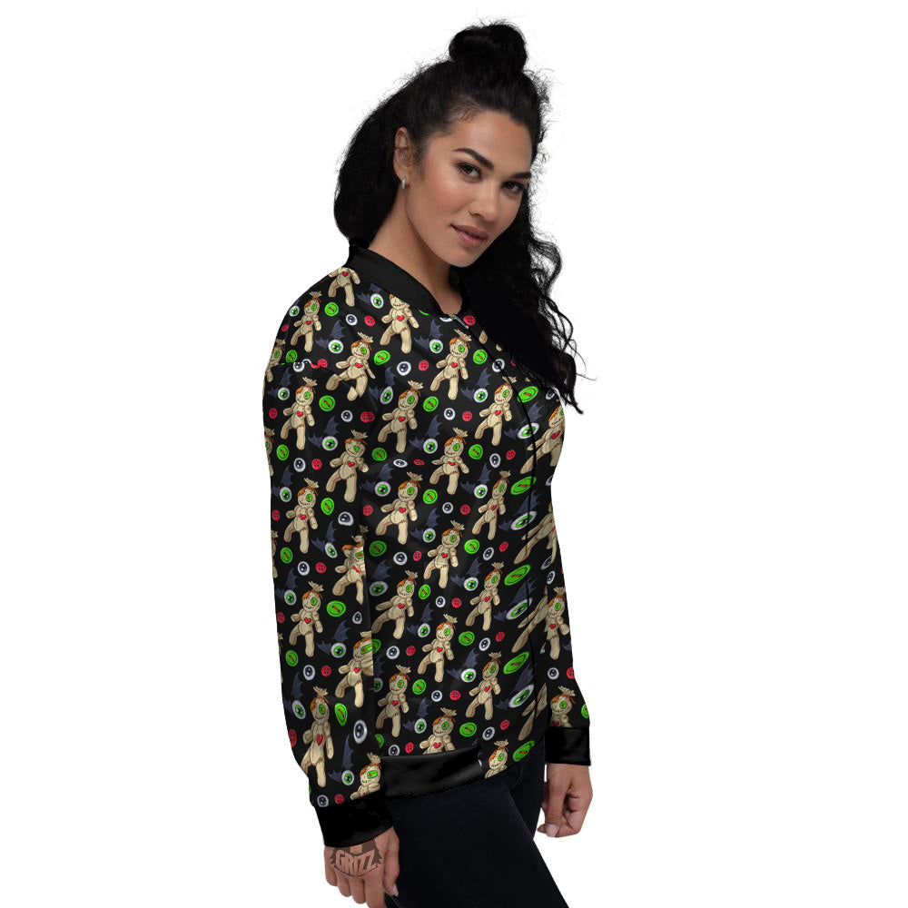 Voodoo Doll Cartoon Print Pattern Women's Bomber Jacket-grizzshop