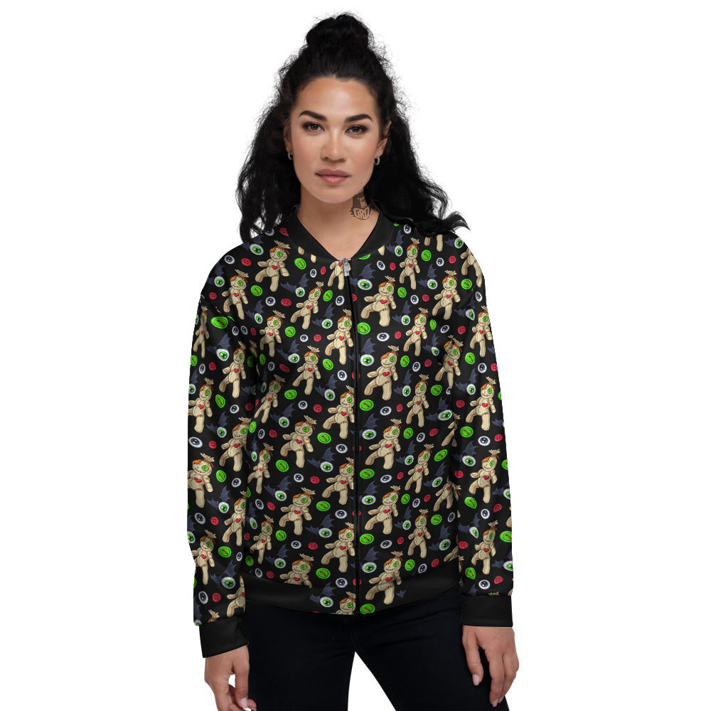 Voodoo Doll Cartoon Print Pattern Women's Bomber Jacket-grizzshop