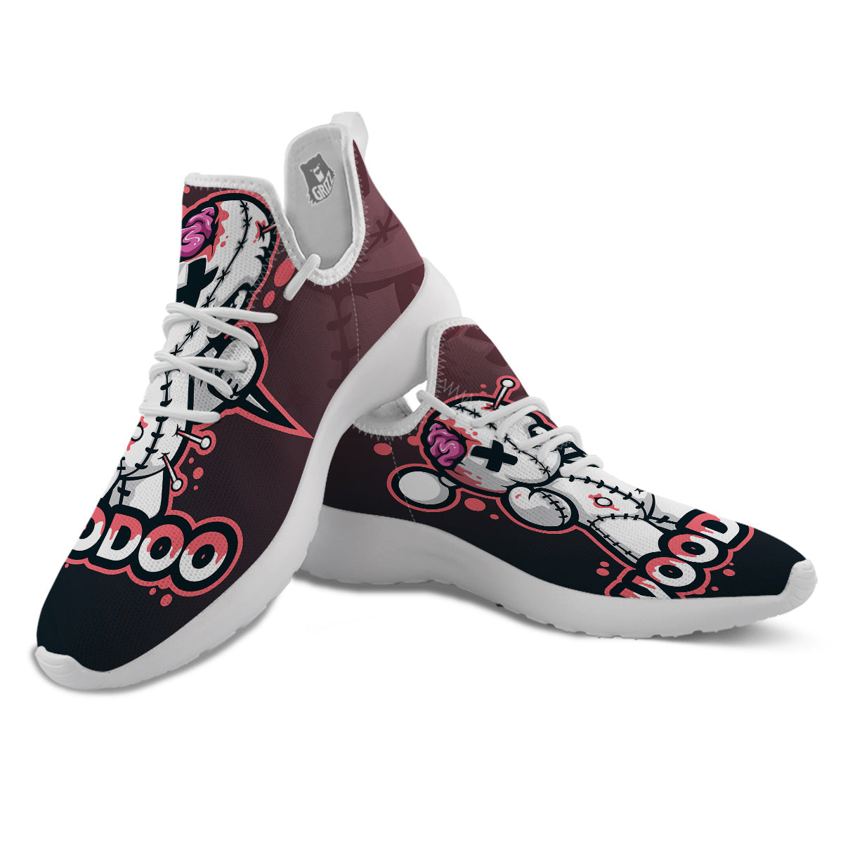 Voodoo Doll Cartoon Print White Athletic Shoes-grizzshop