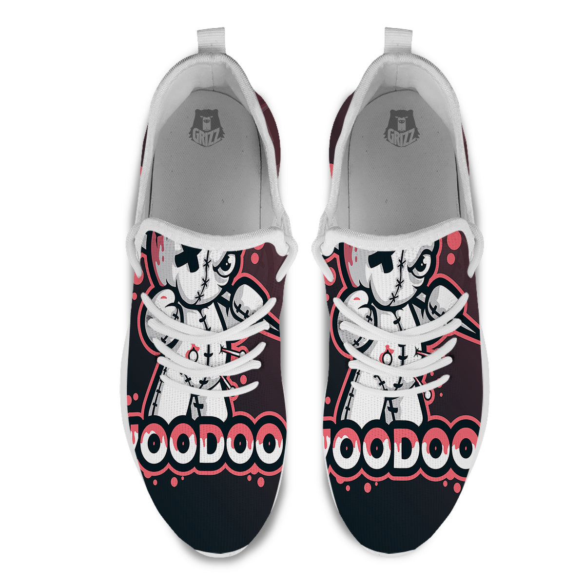 Voodoo Doll Cartoon Print White Athletic Shoes-grizzshop