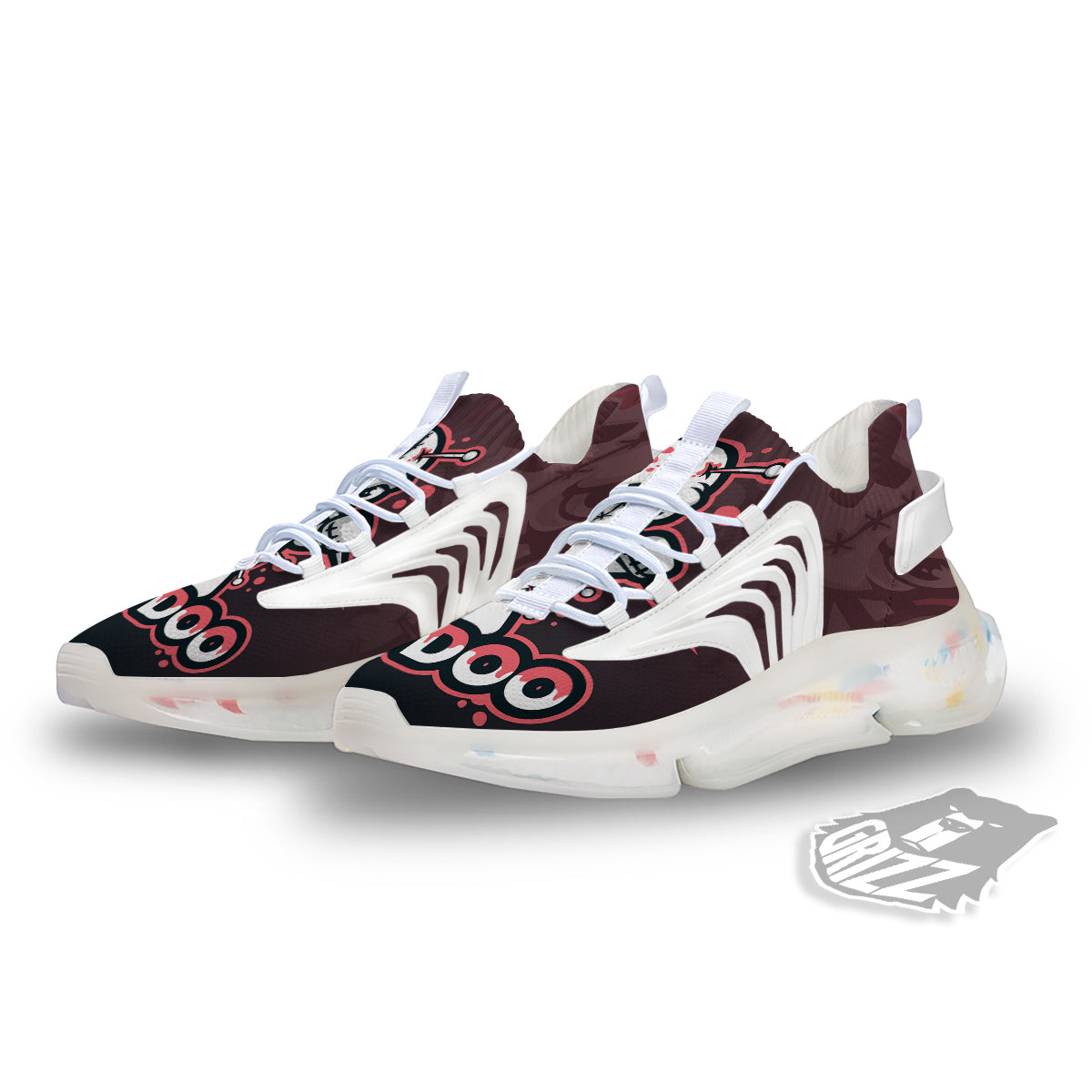 Voodoo Doll Cartoon Print White Gym Shoes-grizzshop
