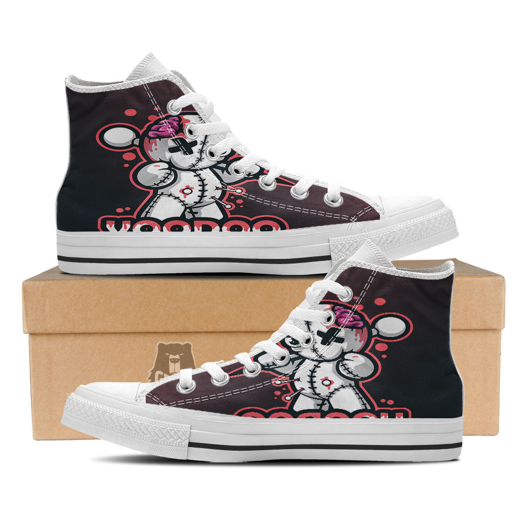 Voodoo Doll Cartoon Print White High Top Shoes-grizzshop