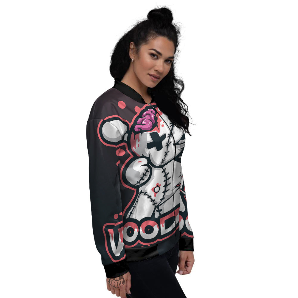 Voodoo Doll Cartoon Print Women's Bomber Jacket-grizzshop