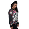 Voodoo Doll Cartoon Print Women's Bomber Jacket-grizzshop