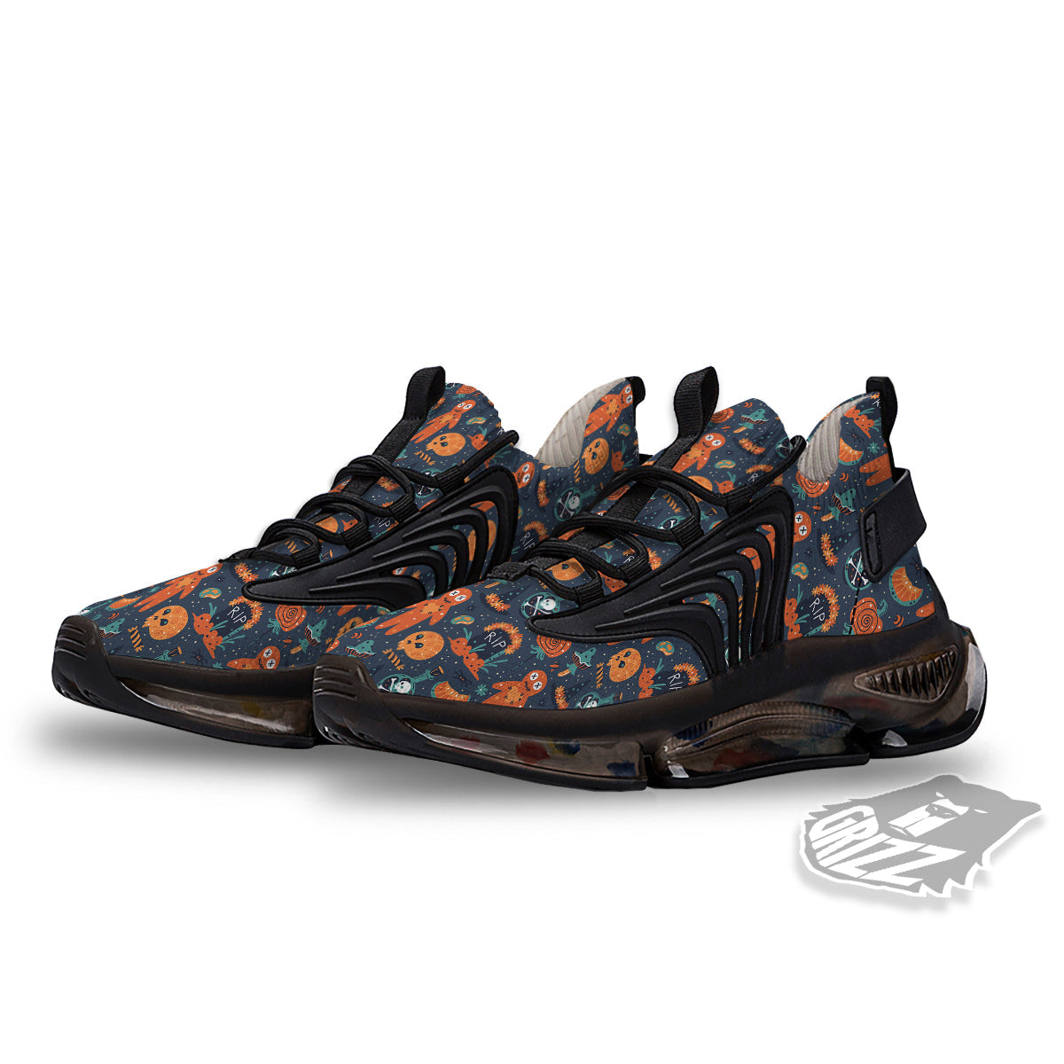 Voodoo Doll Halloween Print Pattern Black Gym Shoes-grizzshop