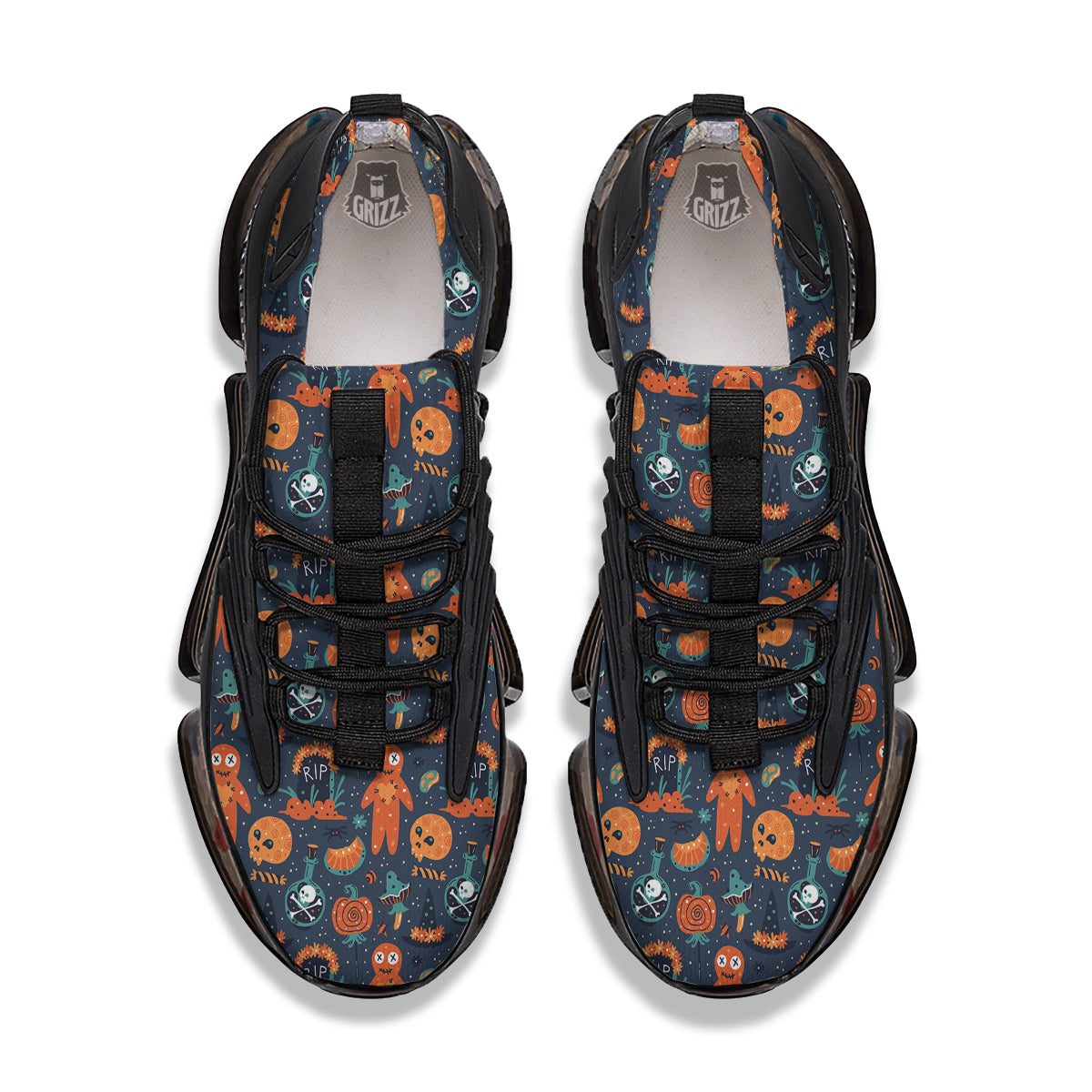 Voodoo Doll Halloween Print Pattern Black Gym Shoes-grizzshop