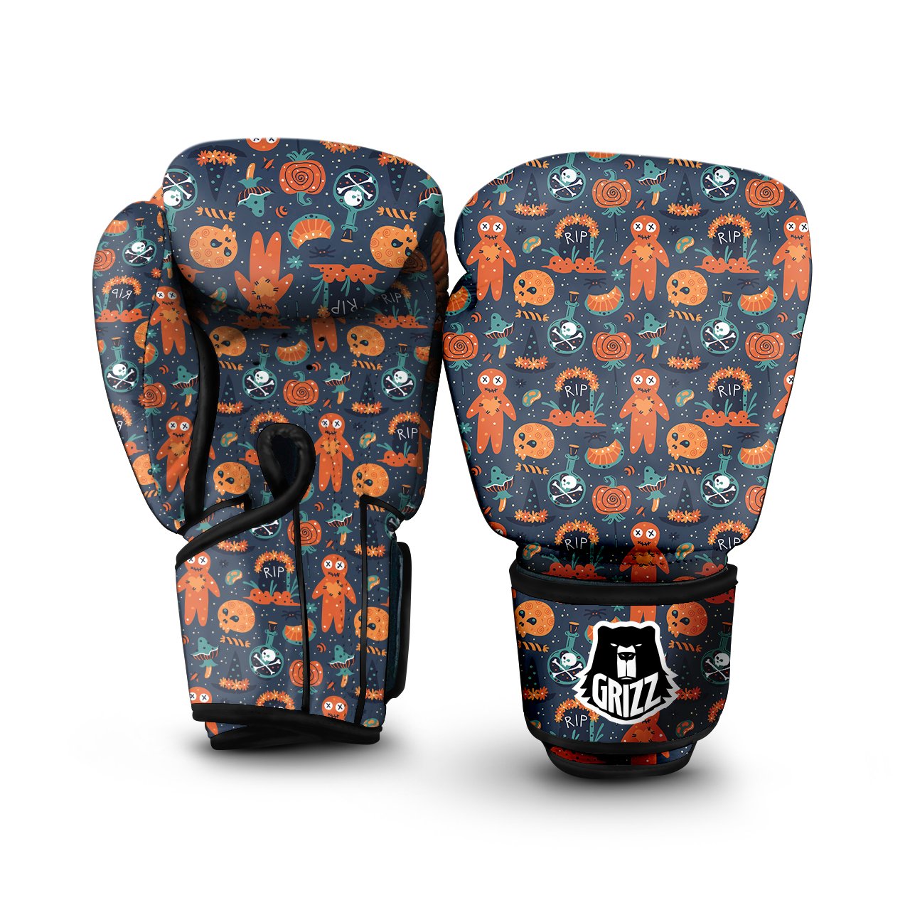 Voodoo Doll Halloween Print Pattern Boxing Gloves-grizzshop