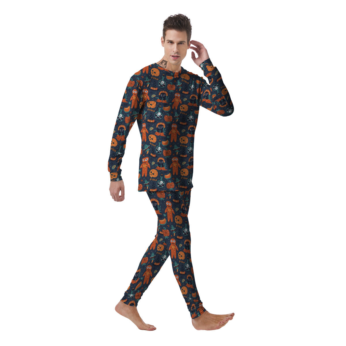 Voodoo Doll Halloween Print Pattern Men's Pajamas-grizzshop