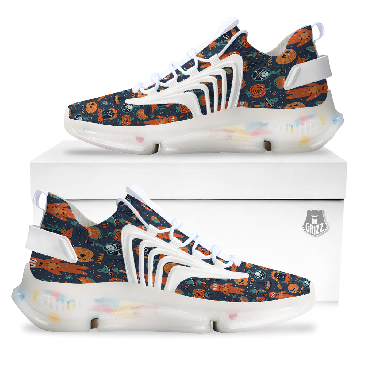 Voodoo Doll Halloween Print Pattern White Gym Shoes-grizzshop