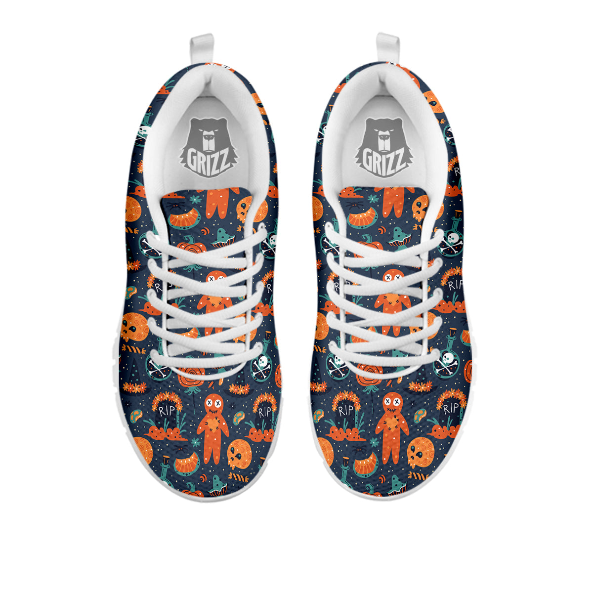 Voodoo Doll Halloween Print Pattern White Sneaker-grizzshop