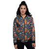 Voodoo Doll Halloween Print Pattern Women's Bomber Jacket-grizzshop