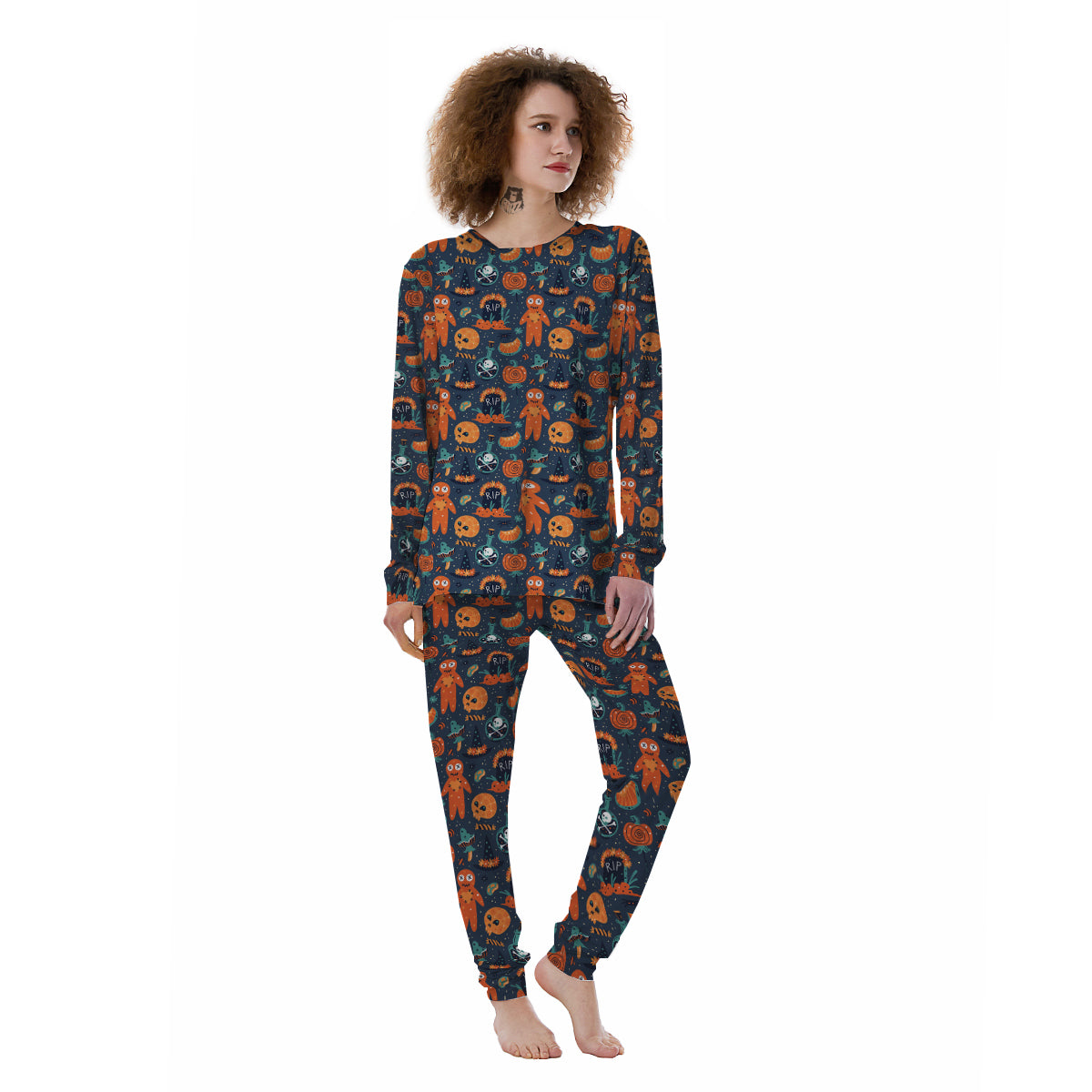 Voodoo Doll Halloween Print Pattern Women's Pajamas-grizzshop