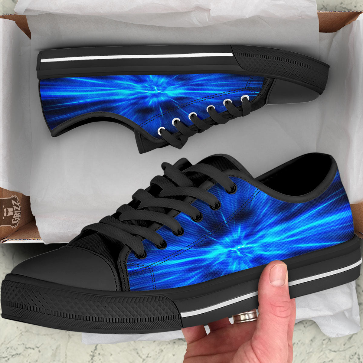 Vortex Lightspeed Print Black Low Top Shoes-grizzshop