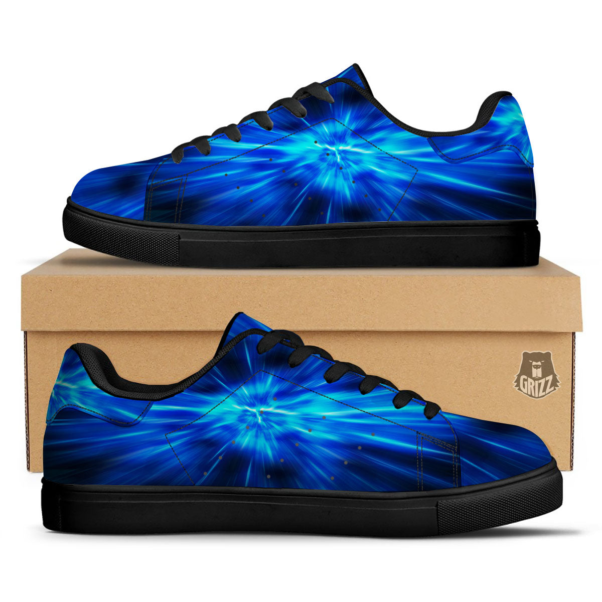 Vortex Lightspeed Print Black Low Top Sneakers-grizzshop