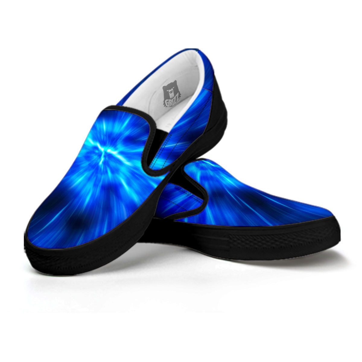 Vortex Lightspeed Print Black Slip On Shoes-grizzshop
