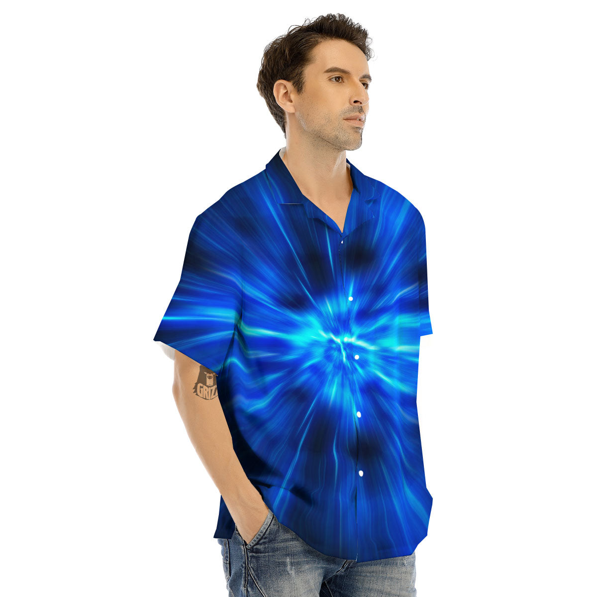 Vortex Lightspeed Print Men's Hawaiian Shirt-grizzshop