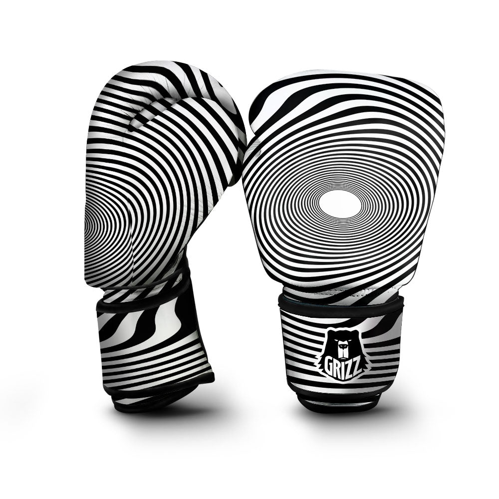 Vortex Swirl White And Black Print Boxing Gloves-grizzshop
