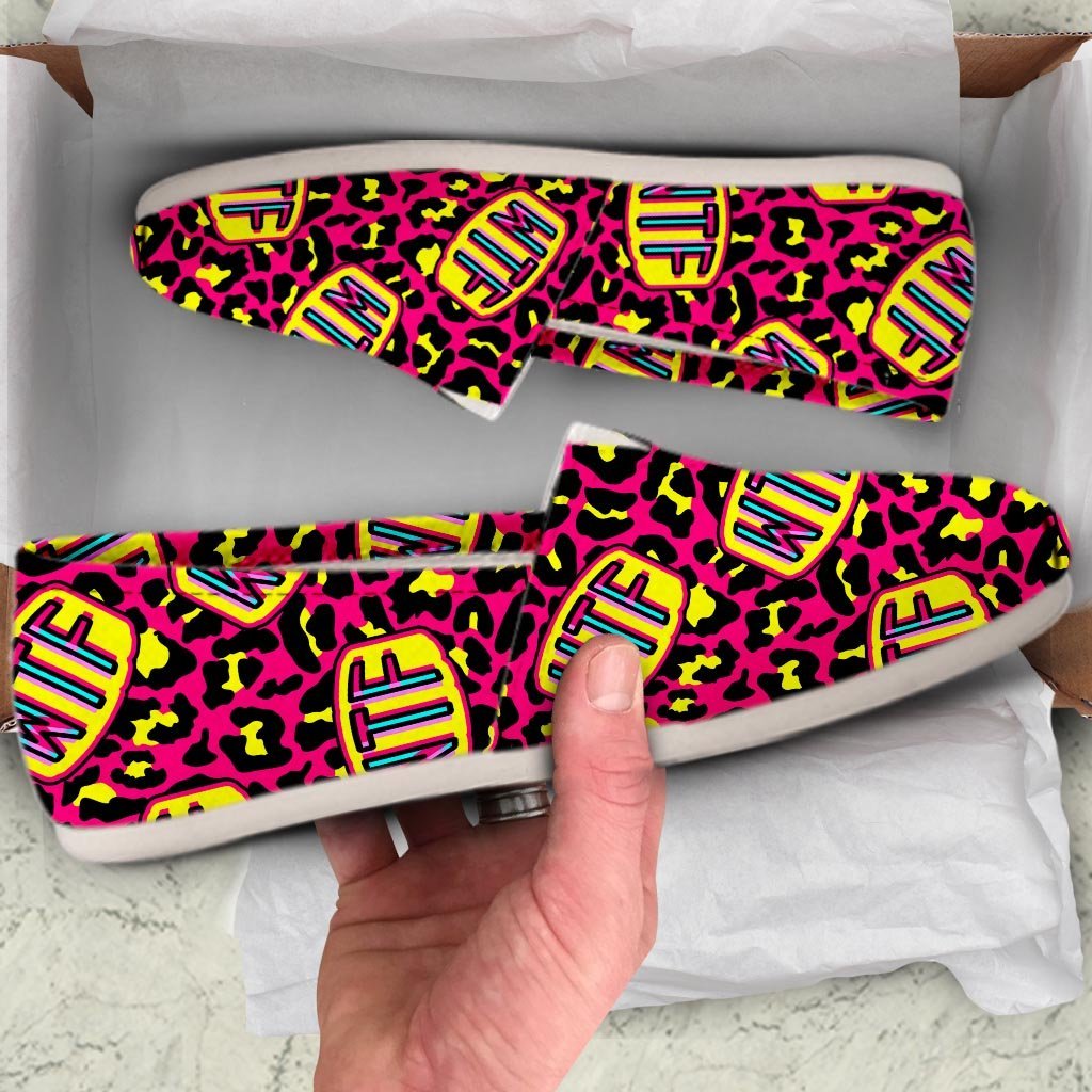 WTF Cheetah Hiphop Graffiti Print Canvas Shoes-grizzshop