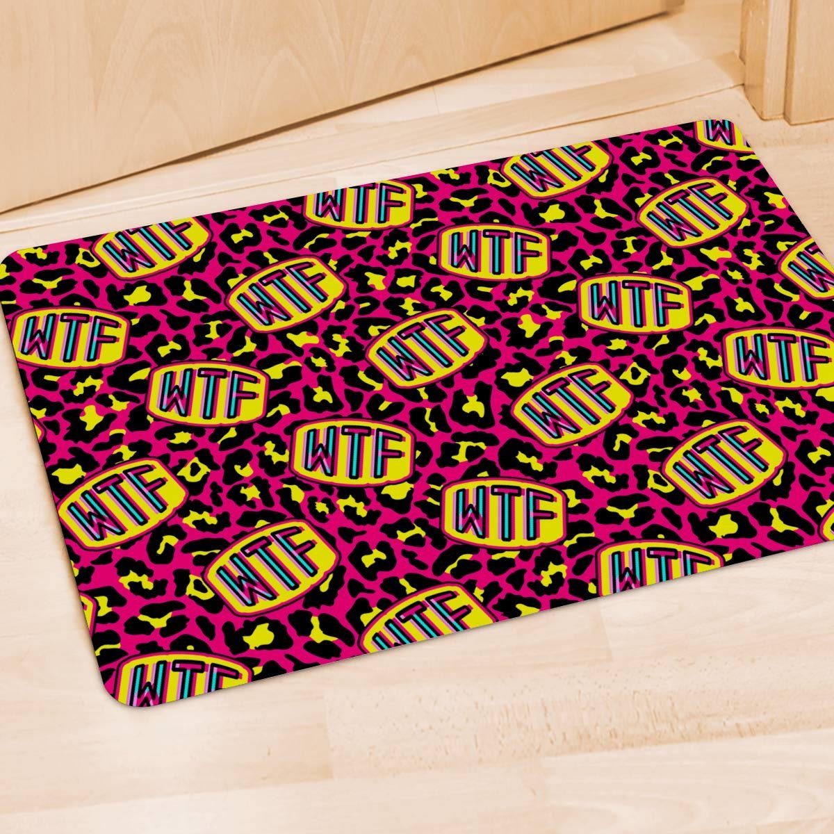 WTF Cheetah Hiphop Graffiti Print Door Mat-grizzshop