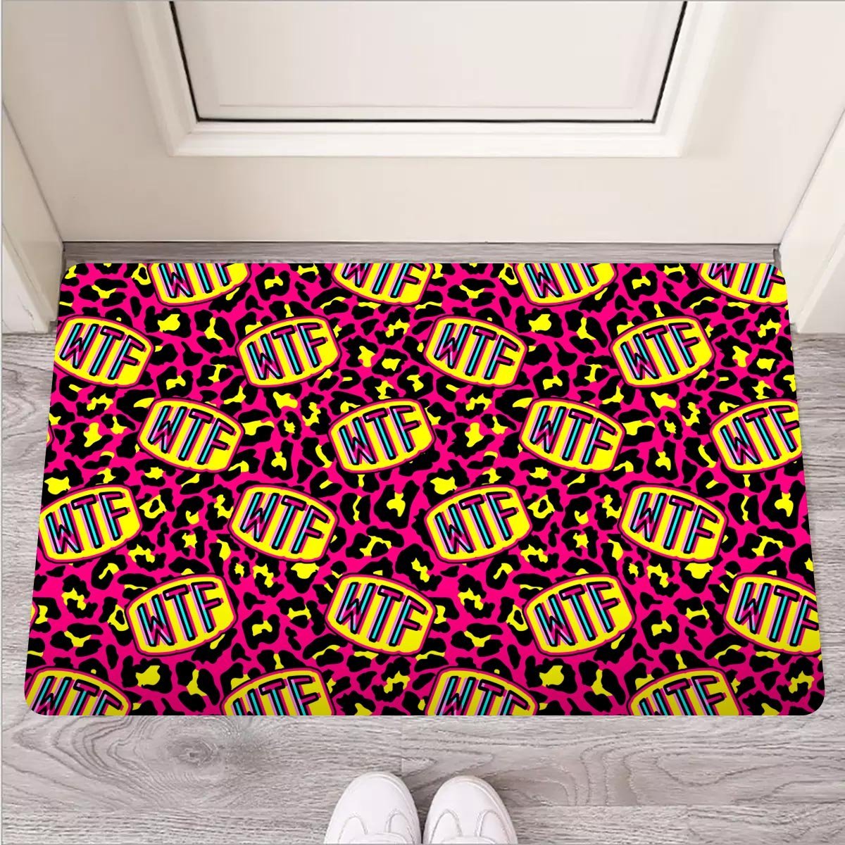 WTF Cheetah Hiphop Graffiti Print Door Mat-grizzshop