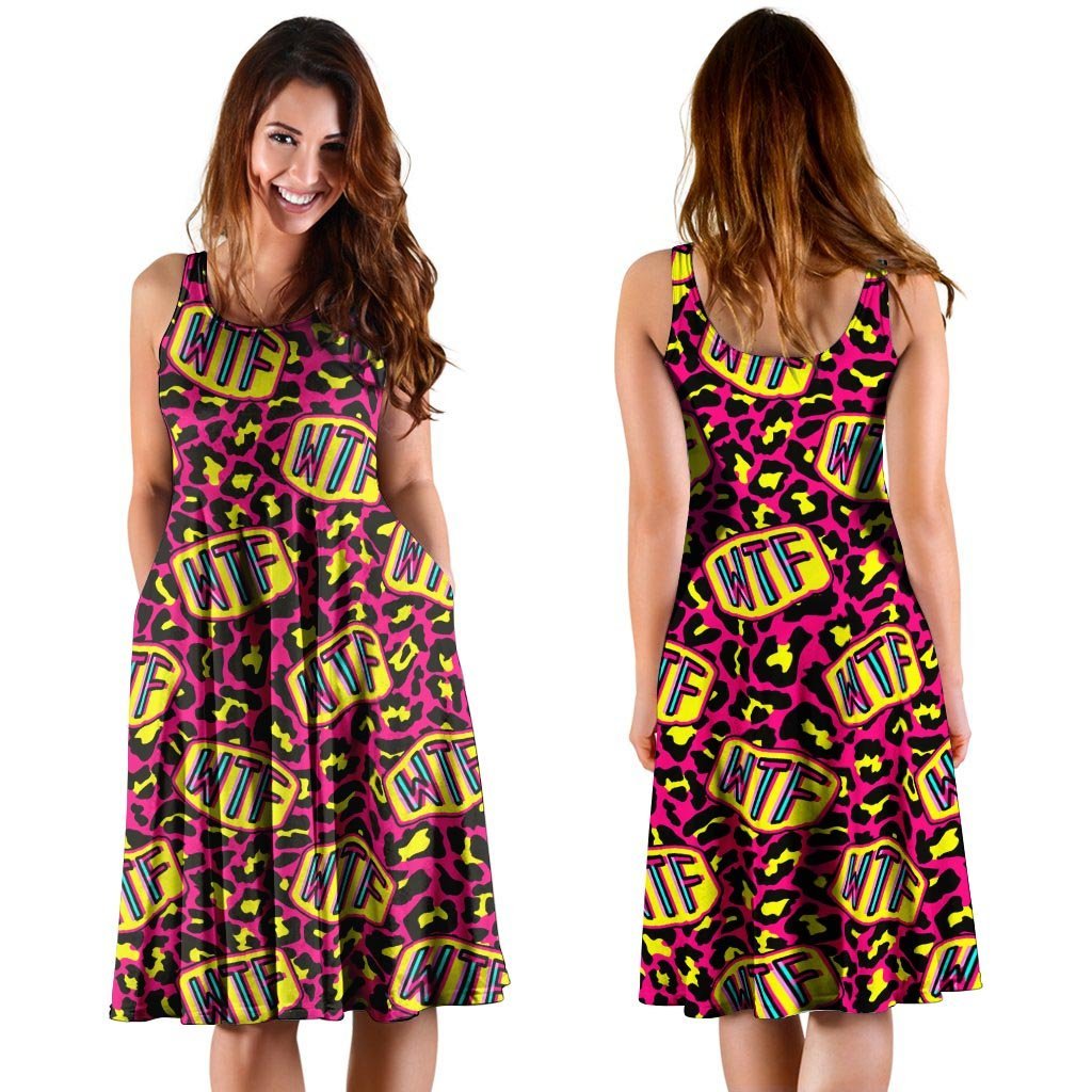 WTF Cheetah Hiphop Graffiti Print Dress-grizzshop