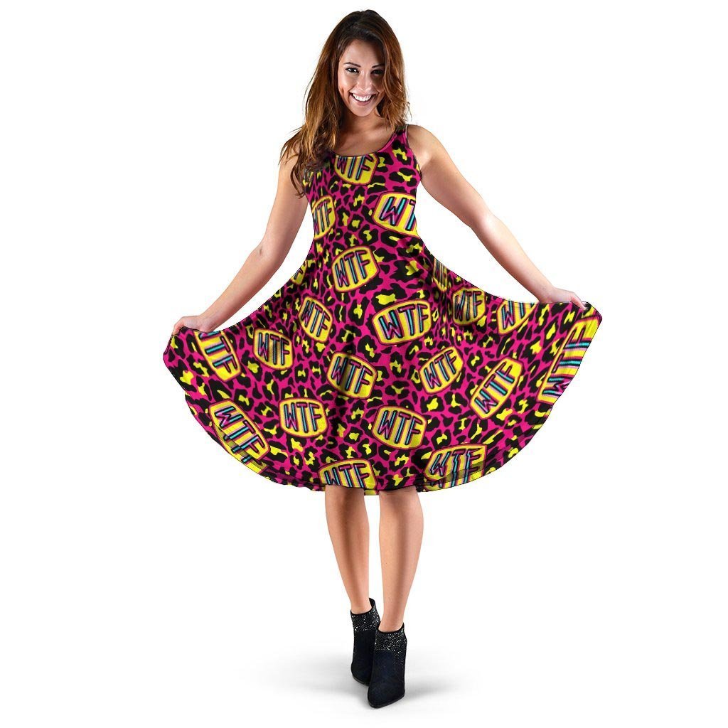 WTF Cheetah Hiphop Graffiti Print Dress-grizzshop