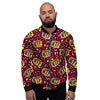 WTF Cheetah Hiphop Graffiti Print Men's Bomber Jacket-grizzshop