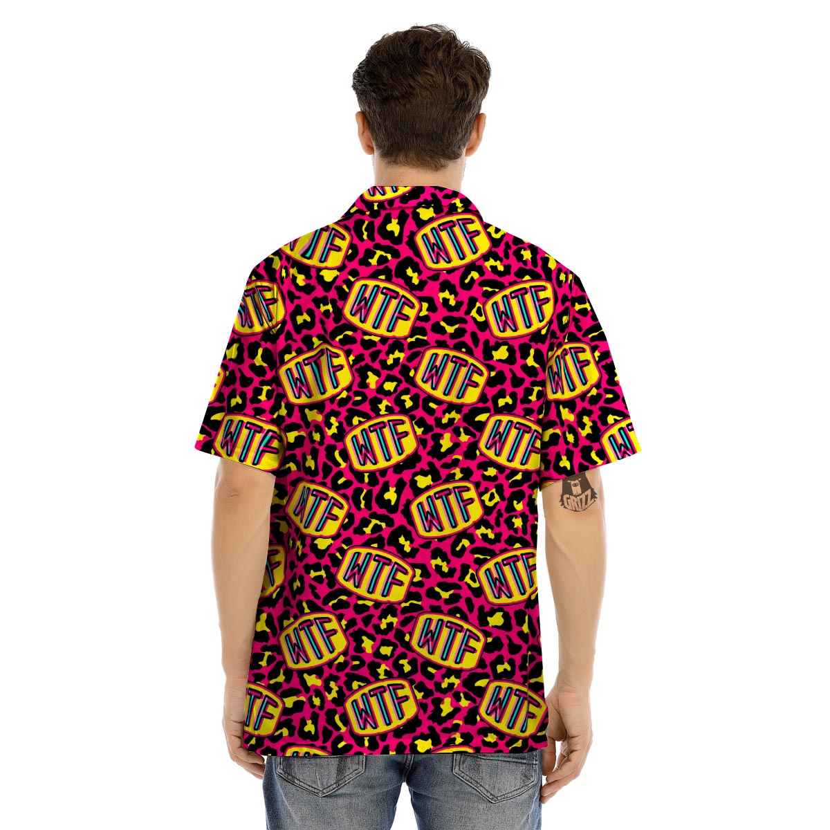 WTF Cheetah Hiphop Graffiti Print Men’s Hawaiian Shirt-grizzshop