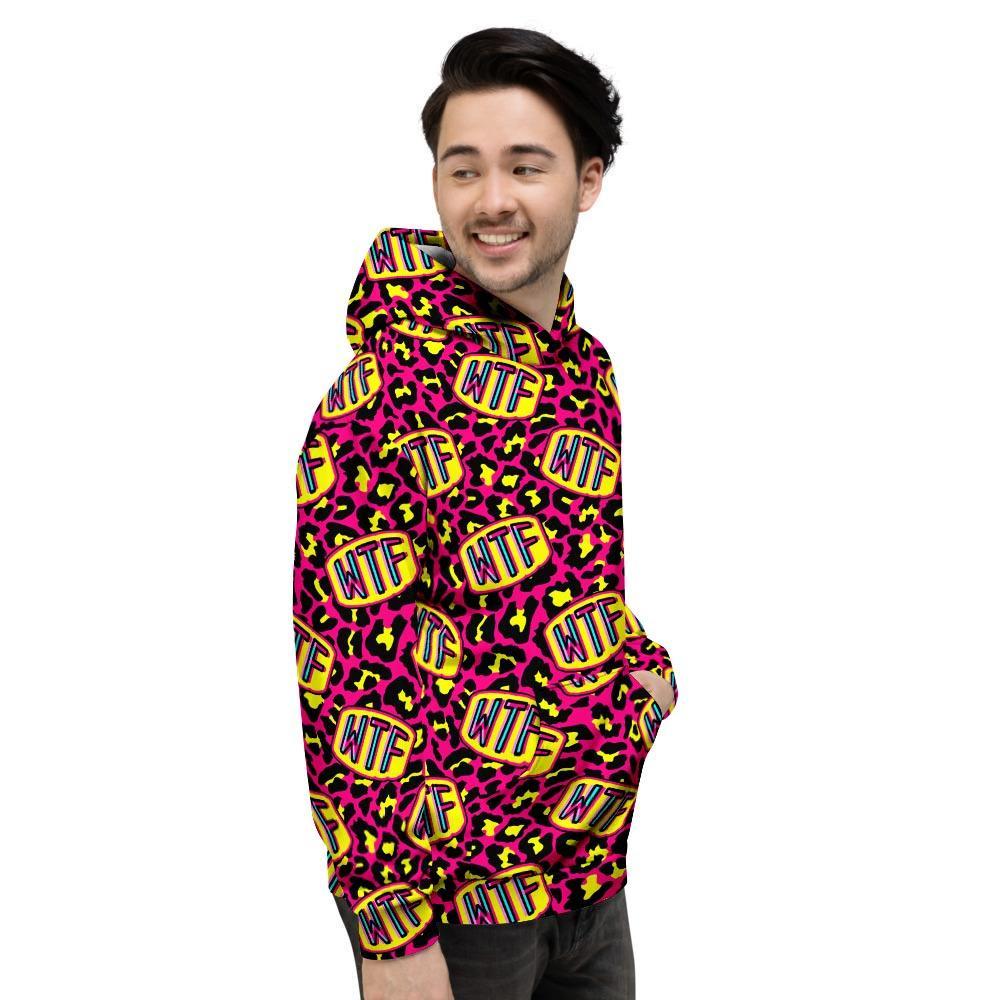 WTF Cheetah Hiphop Graffiti Print Men's Hoodie-grizzshop