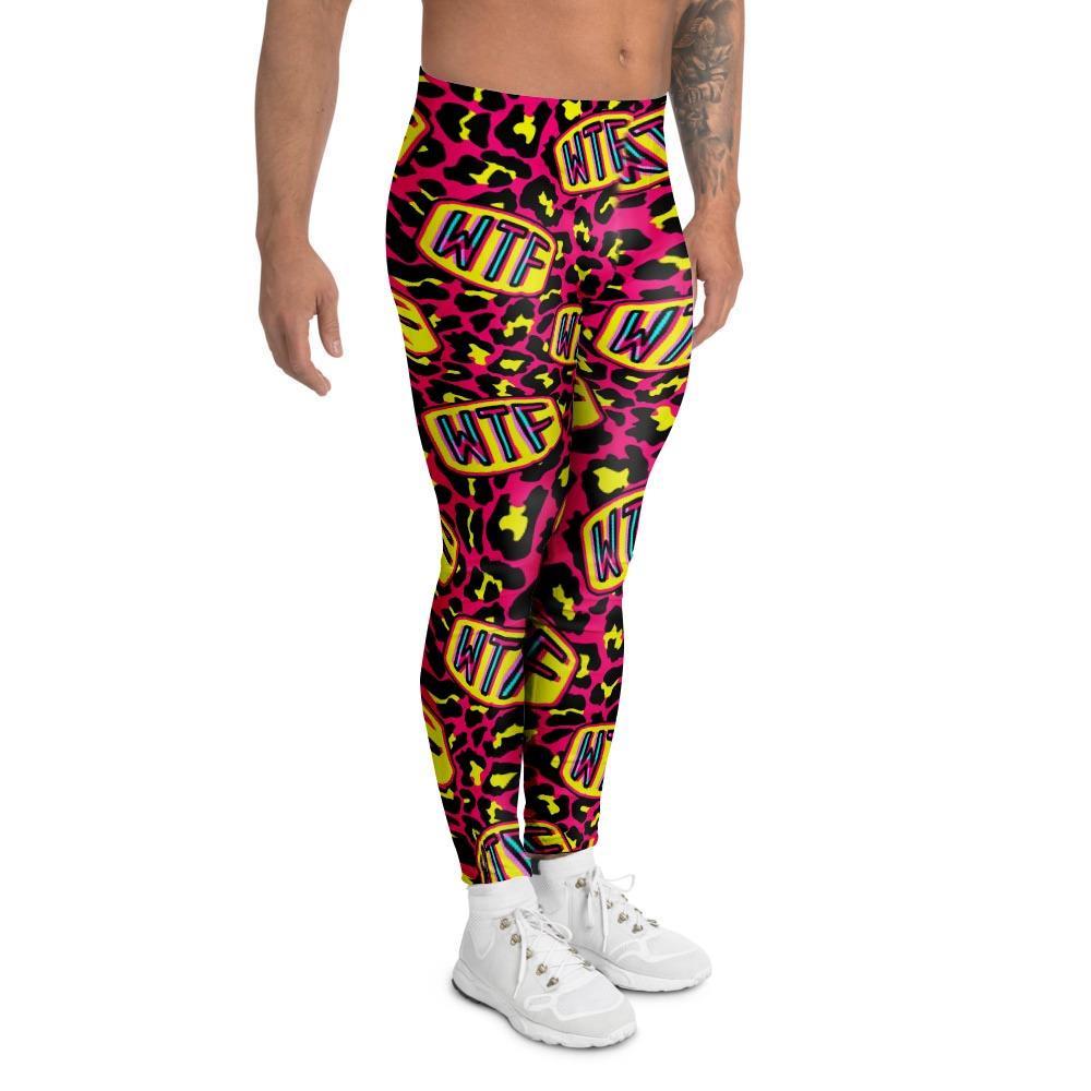 WTF Cheetah Hiphop Graffiti Print Men's Leggings-grizzshop