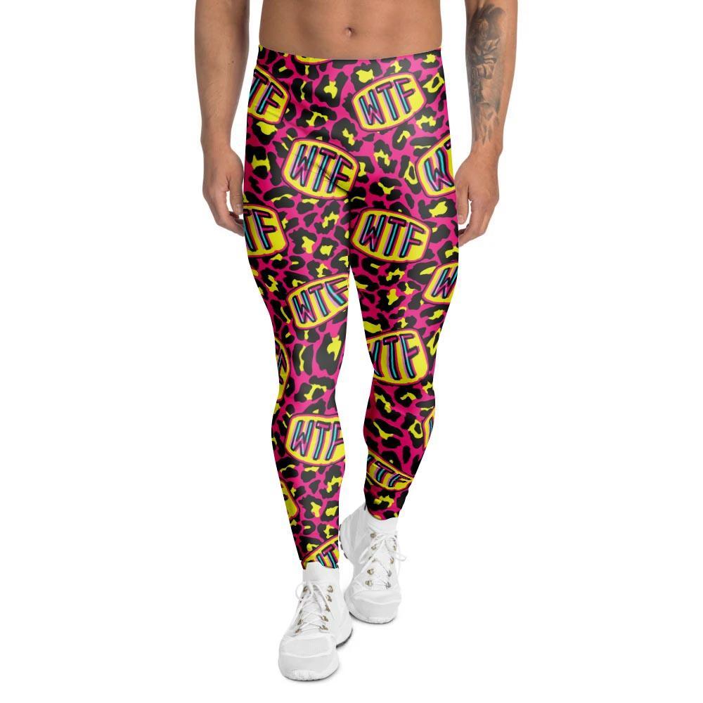 WTF Cheetah Hiphop Graffiti Print Men's Leggings-grizzshop