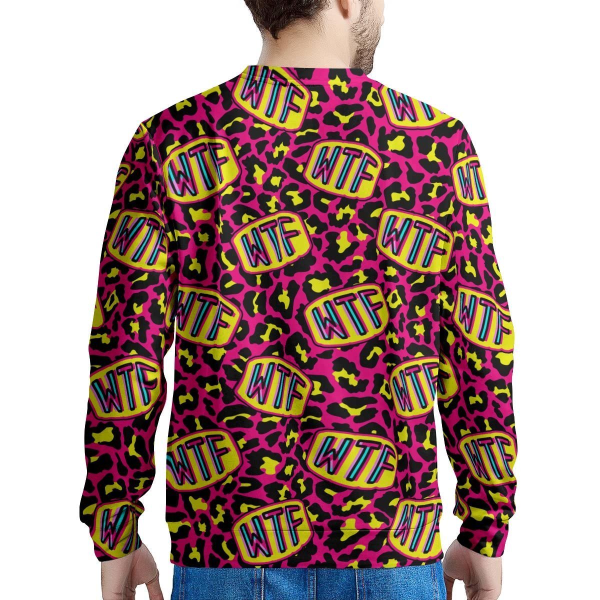 WTF Cheetah Hiphop Graffiti Print Men's Sweatshirt-grizzshop