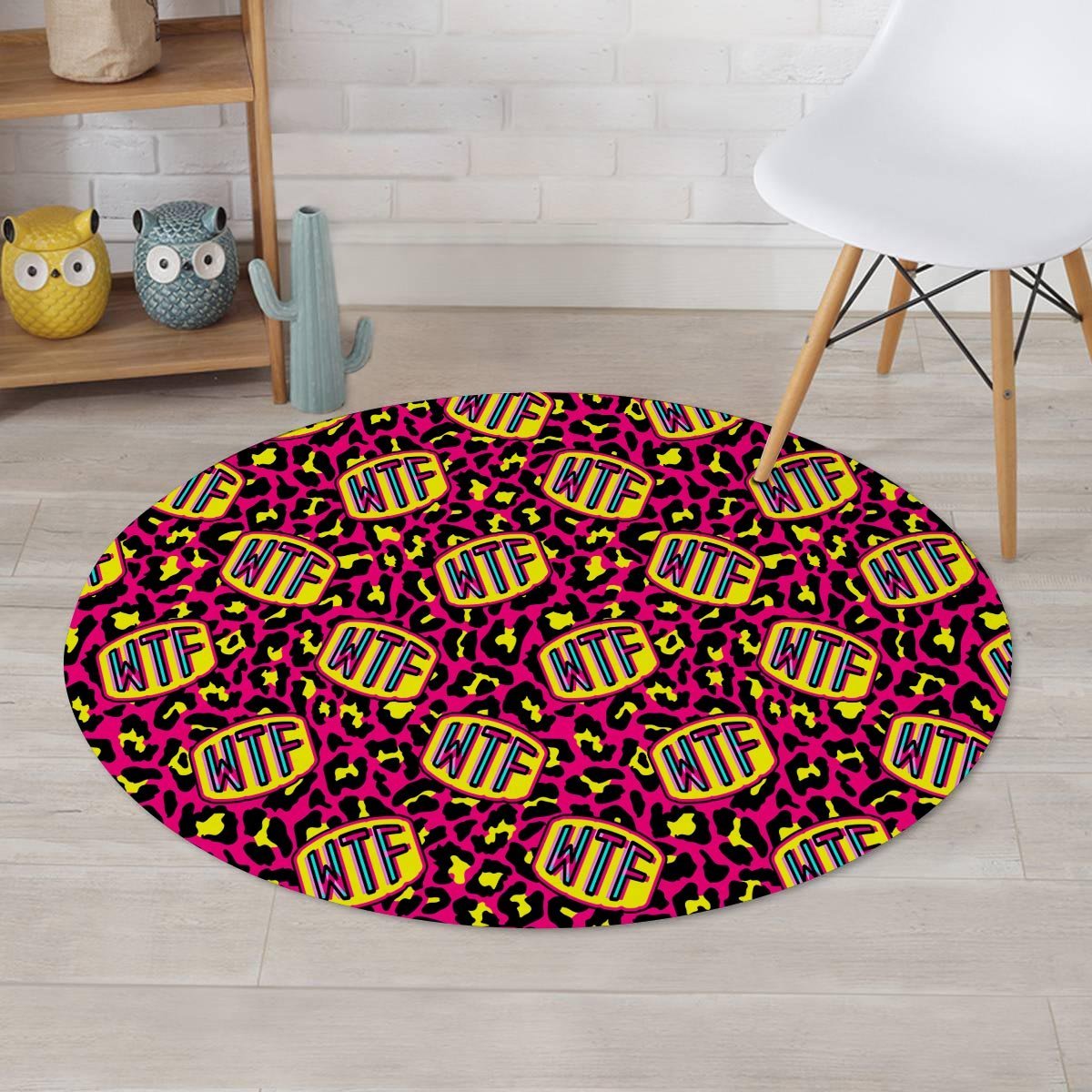 WTF Cheetah Hiphop Graffiti Print Round Rug-grizzshop