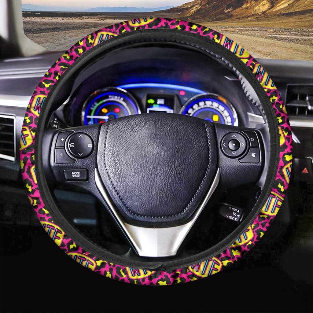 WTF Cheetah Hiphop Graffiti Print Steering Wheel Cover-grizzshop