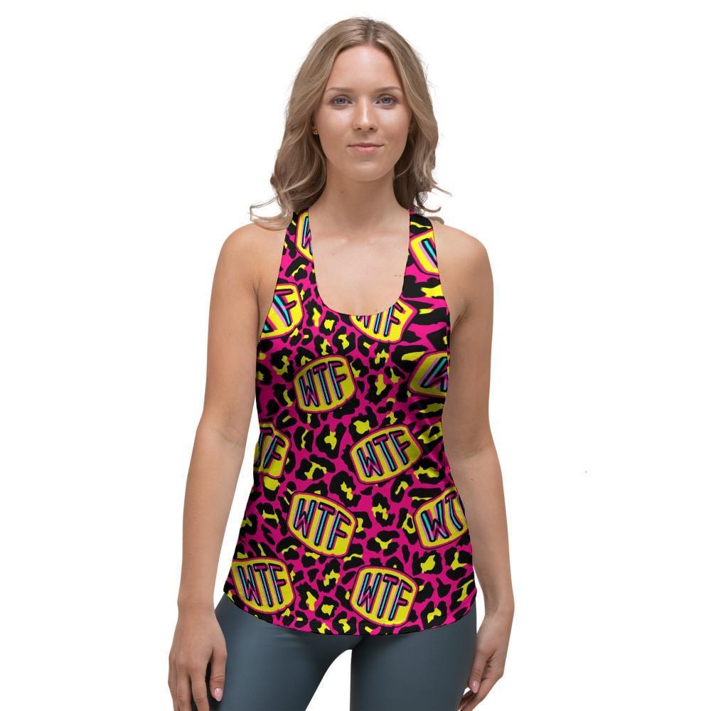 WTF Cheetah Hiphop Graffiti Print Women's Racerback Tank Top-grizzshop