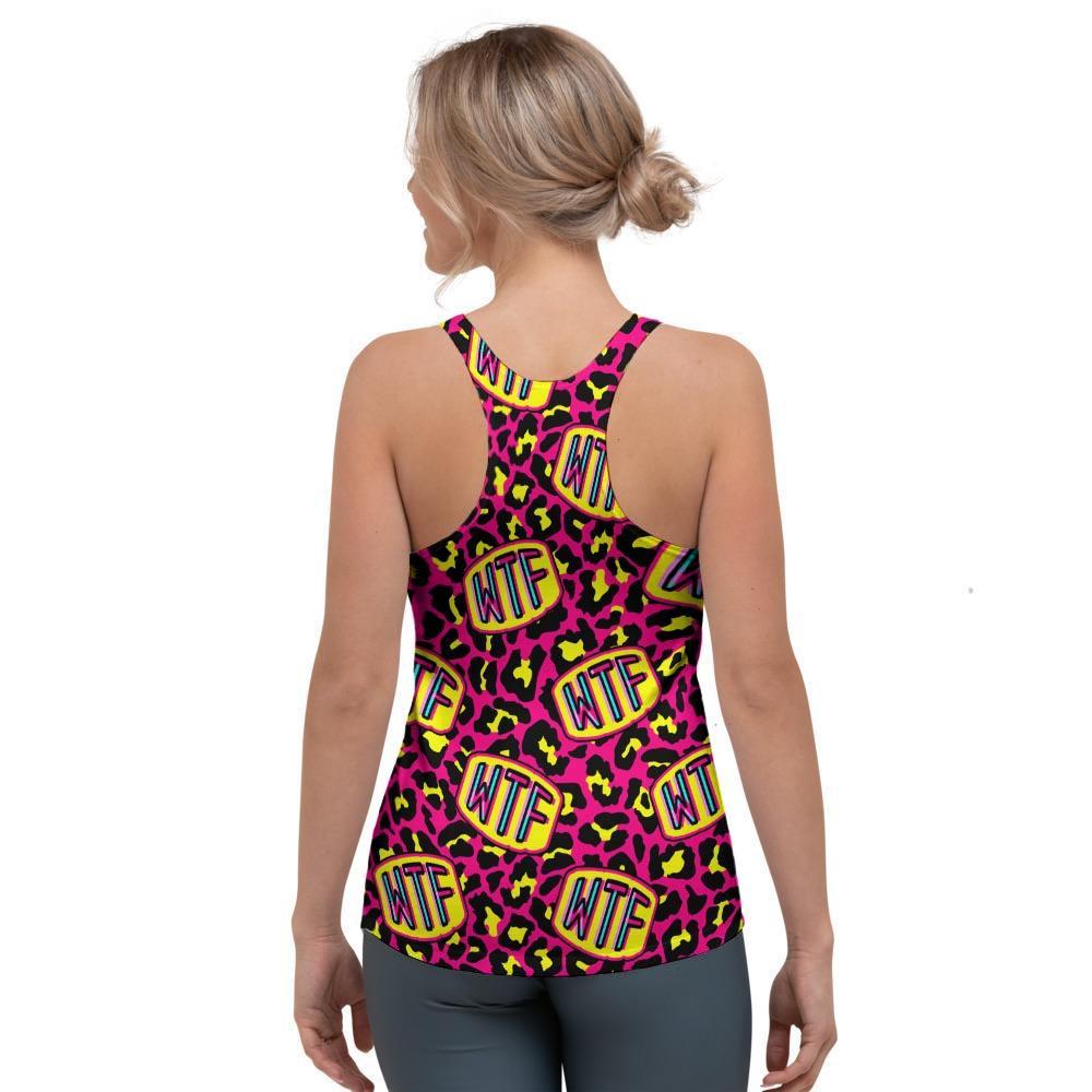 WTF Cheetah Hiphop Graffiti Print Women's Racerback Tank Top-grizzshop