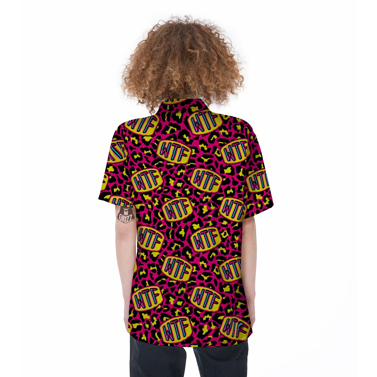 WTF Cheetah Hiphop Graffiti Print Women's Short Sleeve Shirts-grizzshop
